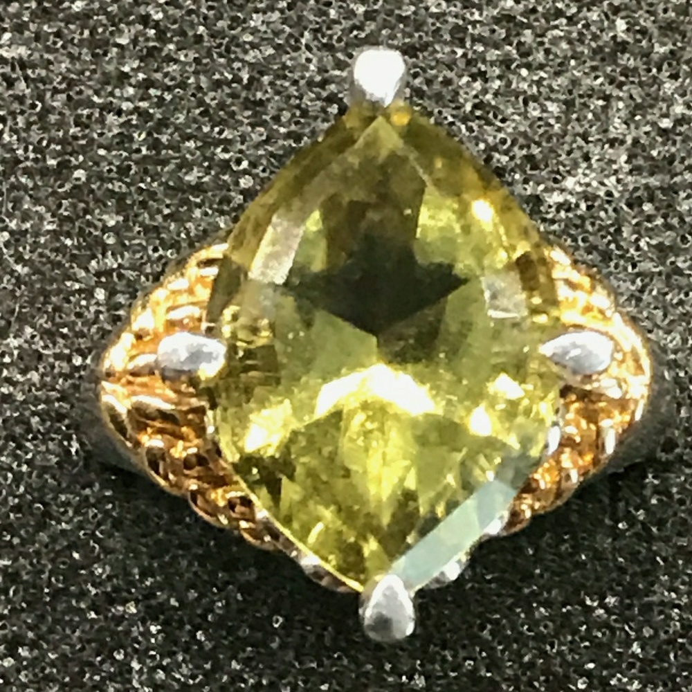 HUGE Marquis Cut Peridot Rhinestone Ring